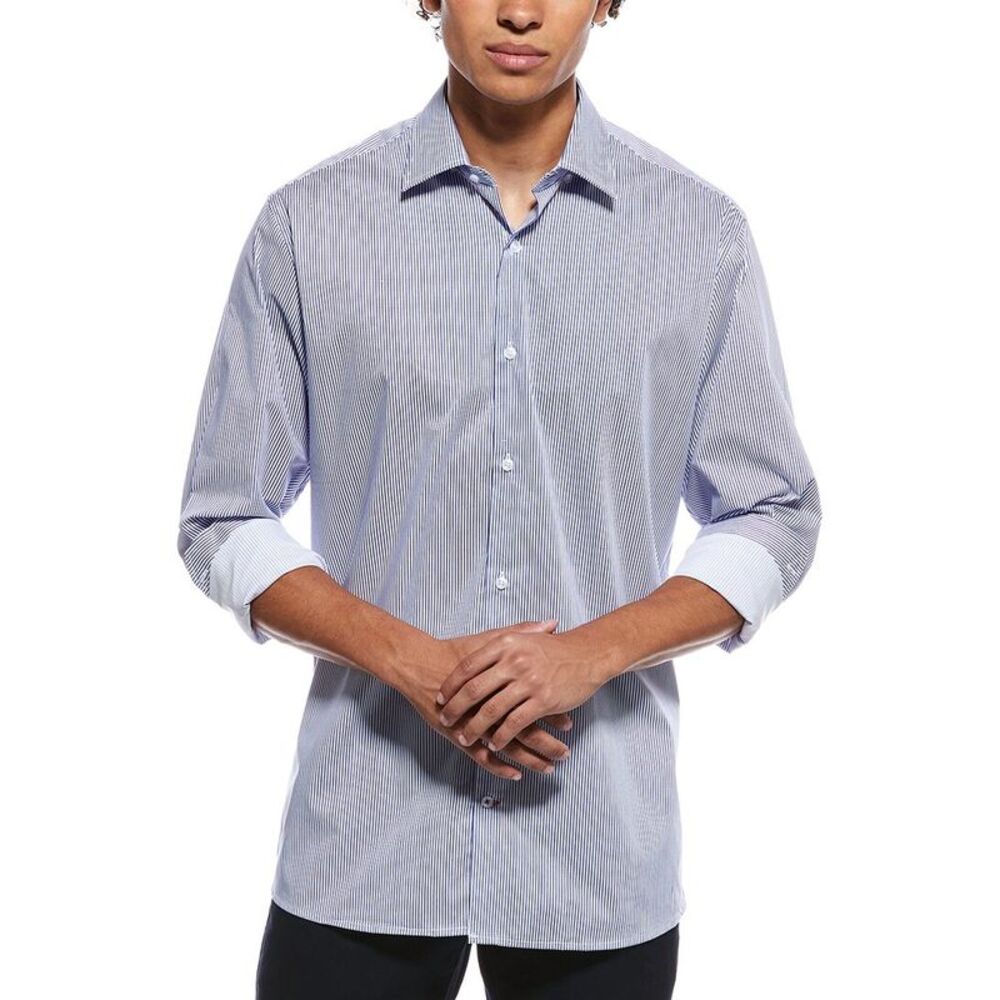 Tahari Mens  Modern Fit Dress Shirt, Blue